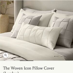 Boll and Branch Woven Icon White Decorative Pillow Lumbar 14 x 34”